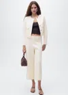 Mango Pantalon Crop Coton Écru - Femme - L -  In White