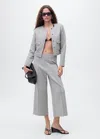 Mango Pantalon Crop Coton Gris Chiné Moyen - Femme - M -  In Gray