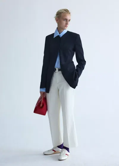 Mango Pantalon Crop Taille Basse In Écru