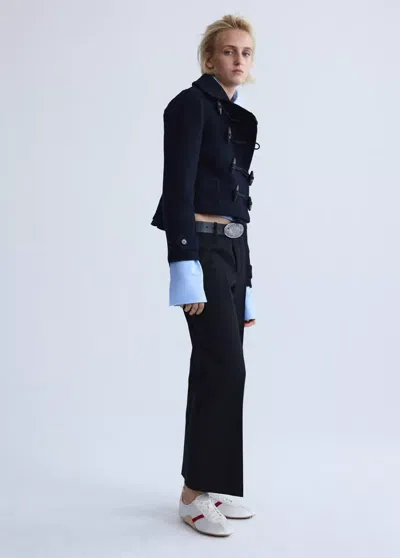 Mango Pantalon Crop Taille Basse In Noir