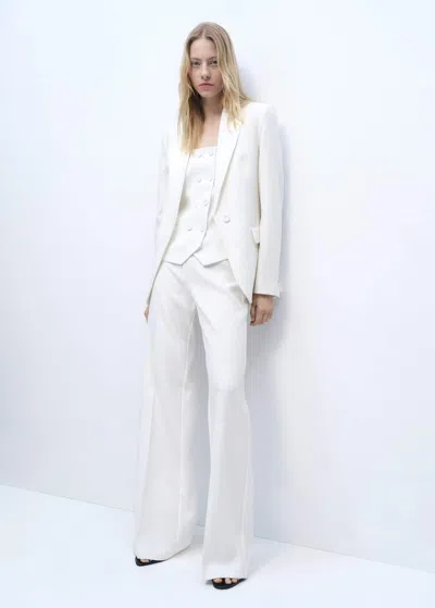 Mango Straight Low-rise Suit Pants Off White