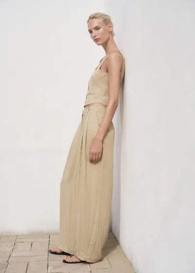 Mango Straight Mid-rise Suit Trousers Beige