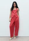 Mango Linen-blend Balloon Suit Trousers Cherry In Red
