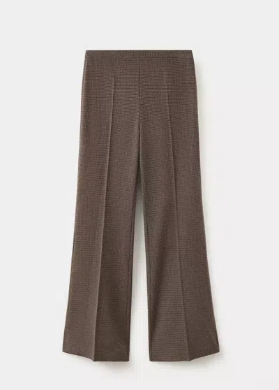 Mango Pantalon De Costume En Pied-de-poule In Chocolat