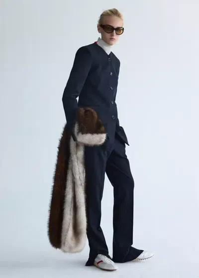 Mango Pantalon De Costume Fines Rayures In Blue
