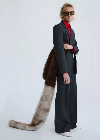 Mango Pantalon De Costume Laine In Gray