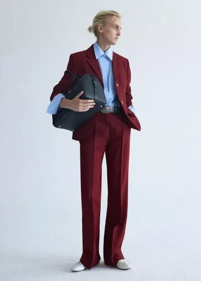 Mango Pantalon De Costume Laine In Lie De Vin