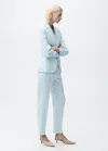 Shop Mango Linen Suit Trousers Sky Blue In Bleu Ciel