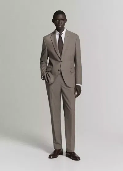 Mango Pantalon De Costume London Regular-fit In Marron Moyen