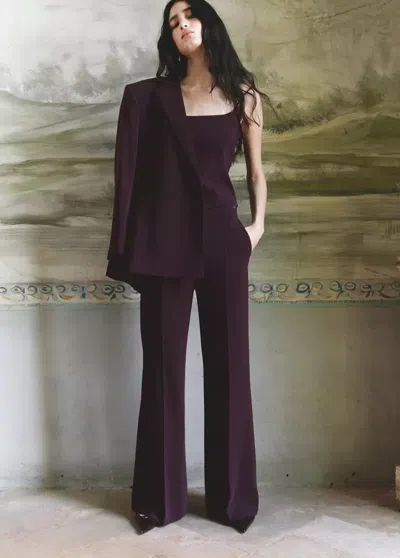 Mango Pantalon De Costume Taille Haute In Burgundy