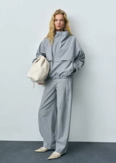Mango Pantalon De Jogging Cordon Gris - Femme - 38 -
