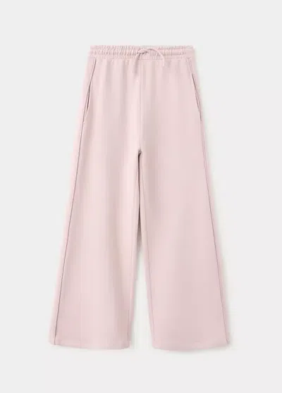 Mango Kids' Pantalon De Jogging Wideleg In Pink