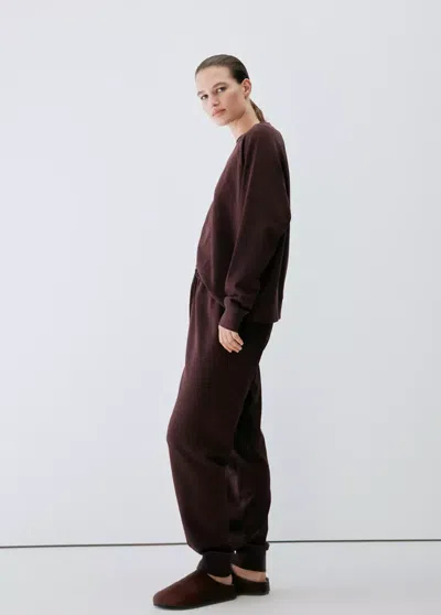 Mango Pantalon De Pyjama En Coton Avec Ceinture Élastique In Bordeaux