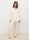 Mango Plain Cotton Pyjama Trousers Vanilla In White