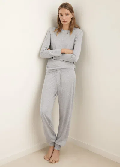 Mango Lyocell Cotton Pajama Pants In Gray