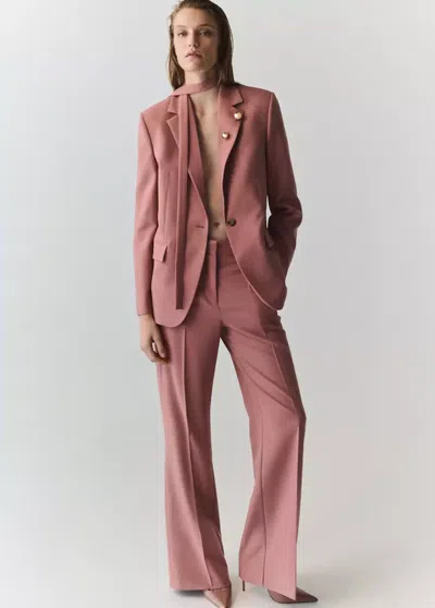 Mango Pantalon De Tailleur Droit In Rose