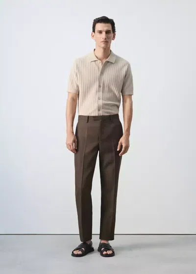 Mango Lyocell-linen-blend Suit Pants In Brown