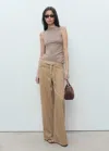 Mango Wide-leg Denim Trousers With Belt Sand