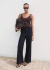 Mango High-waisted Wideleg Denim Trousers Open Blue In Burgundy