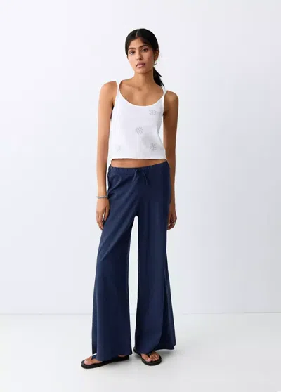 Mango Pantalon Droit 100 % Coton In Blue