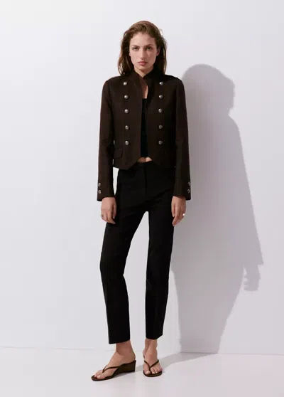 Mango Pantalon Droit 7/8 In Black