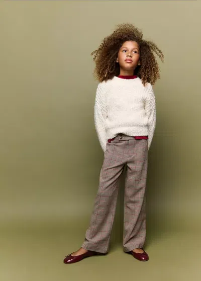 Mango Kids' Pantalon Droit À Carreaux In Gray