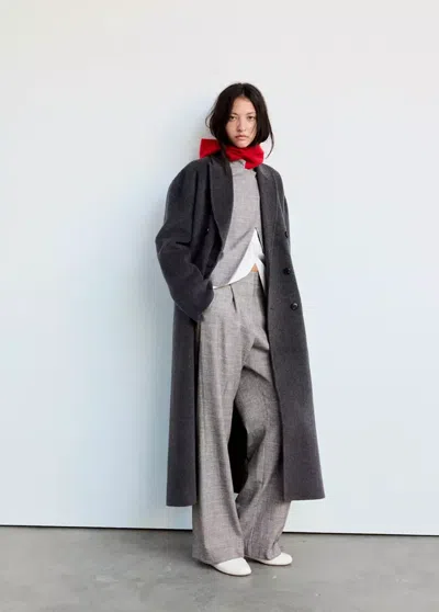 Mango Pantalon Droit À Carreaux In Marron