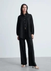 Mango Straight Striped Trousers Black In Noir
