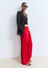 Mango Pantalon Droit Cordon Rouge - Femme - Xs -