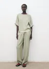 Mango Drawstring Straight Pants In Green