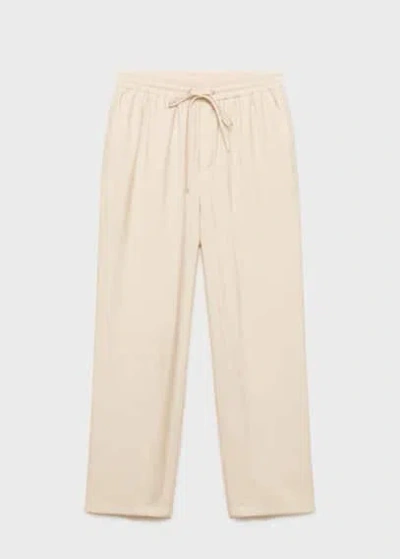 Mango Straight Suit Trousers Beige