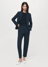 Mango Straight Suit Trousers Navy In Blue