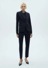 Mango Straight Suit Trousers Dark Navy In Bleu Marine Foncé