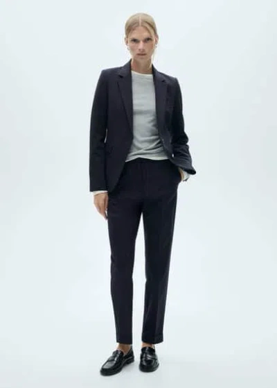 Mango Trouseralon Droit Costume In Bleu Marine Foncé