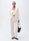 Mango Straight Suit Trousers Ecru In Ecru