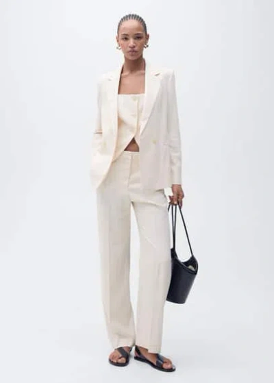 Mango Straight Suit Trousers Ecru