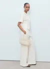 Mango Straight-fit Cotton Pants In Sand