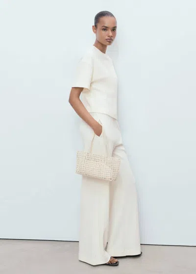 Mango Straight-fit Cotton Pants In Sand