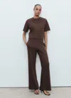 Mango Straight-fit Cotton Pants In Brown