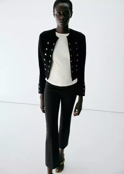 Mango Pantalon Droit Détail Coutures In Noir