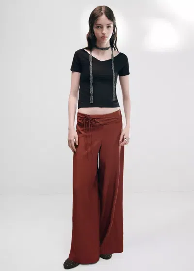 Mango Pantalon Droit Détail Nauds In Orange Brûlé