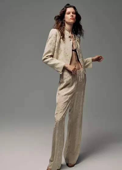 Mango Pantalon Droit Dévoré In Écru