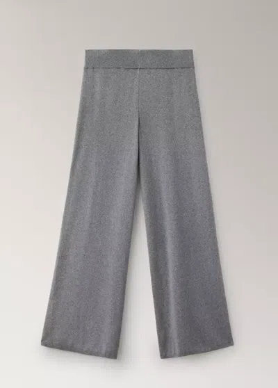 Mango Pantalon Droit En 100 % Coton Doux In Gris