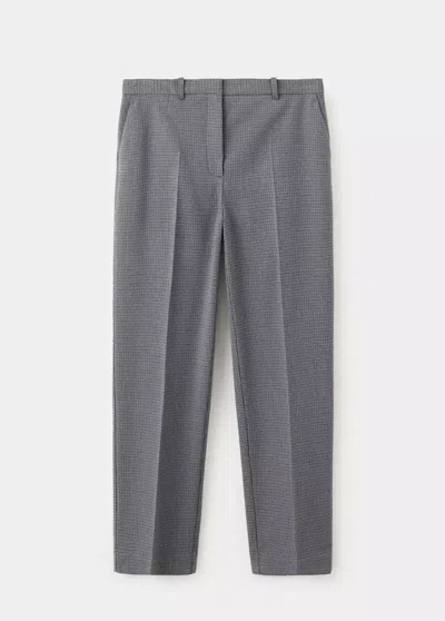 Mango Pantalon Droit Fines Rayures In Bleu