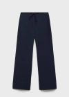 Mango Chalk Stripe Straight Leg Pants In Dark Navy