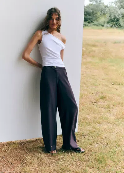 Mango Pantalon Droit Fluide In Brown
