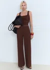 Mango Flowy Straight-fit Trousers Chocolate