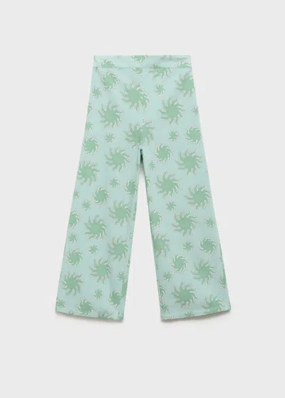 Mango Kids' Printed Straight Trousers Pastel Green