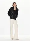 Mango Pantalon Droit Maille Fine In Black