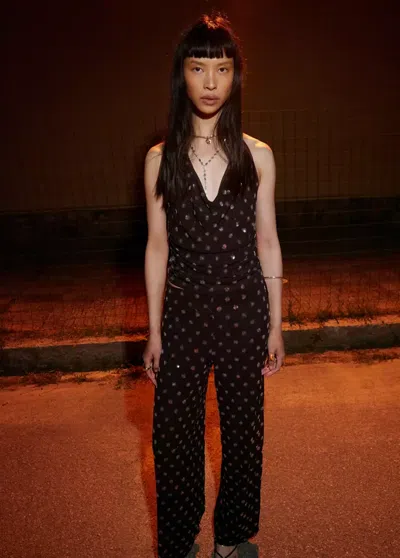Mango Straight-leg Trousers With Sequins In Chocolate